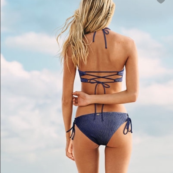 VS Pink Lace up Cheekster bikini bottom. - Picture 2 of 3